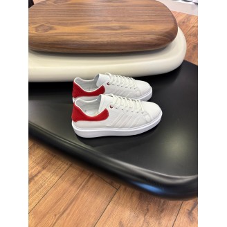 1011 Beyaz Kırmızı Detay Hakiki Deri Erkek Sneakers