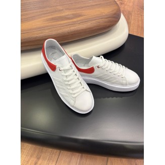 1011 Beyaz Kırmızı Detay Hakiki Deri Erkek Sneakers