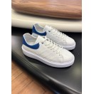 1011 Beyaz Lacivert Detay Hakiki Deri Erkek Sneakers