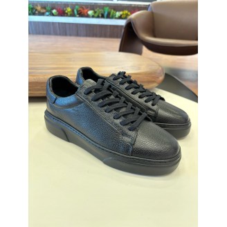 1090 Siyah Cilt - Siyah Taban Hakiki Deri Erkek Sneakers