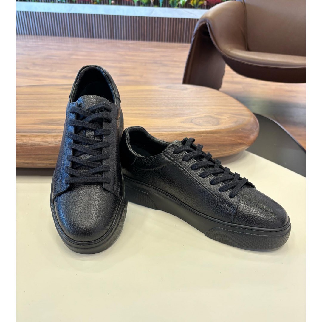 1090 Siyah Cilt - Siyah Taban Hakiki Deri Erkek Sneakers
