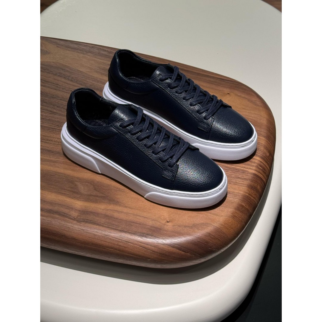 1090 Lacivert Cilt Hakiki Deri Erkek Sneakers