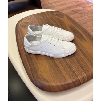4220 Beyaz Dikiş Detaylı Hakiki Deri Erkek Sneakers