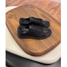 4220 Siyah Dikiş Detaylı Hakiki Deri Erkek Sneakers