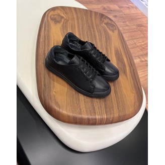 4220 Siyah Dikiş Detaylı Hakiki Deri Erkek Sneakers