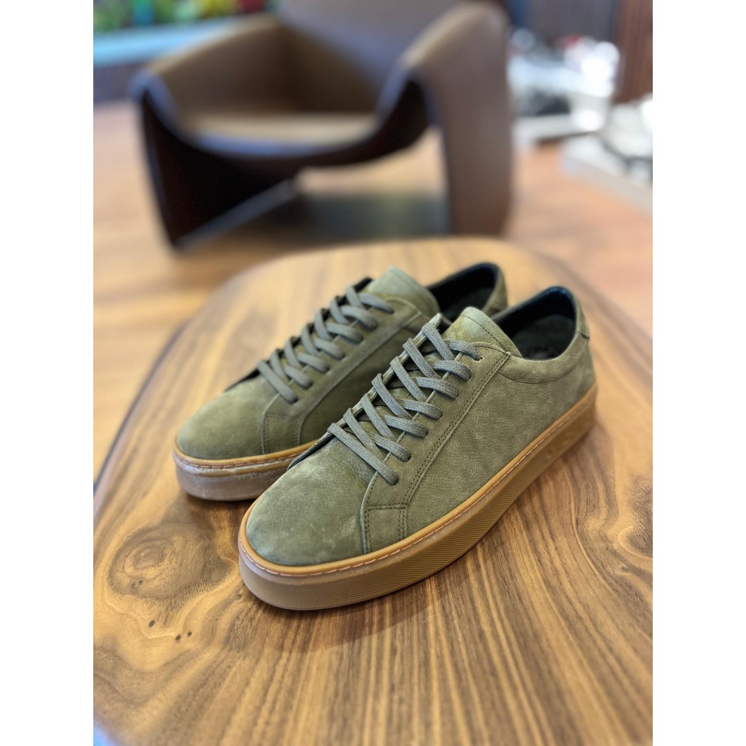 4226 Haki Nubuk Hakiki Deri Erkek Sneakers