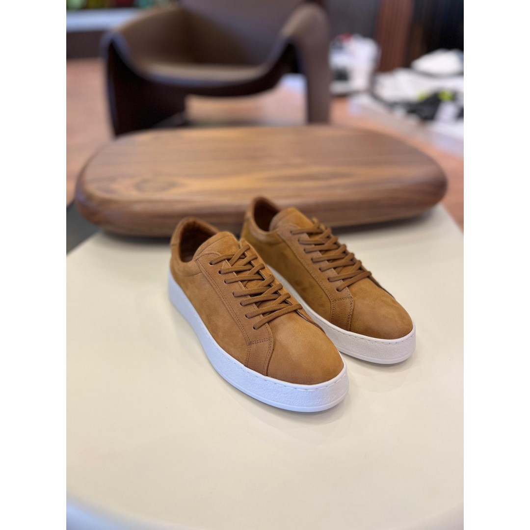 4226 Taba Nubuk - Beyaz Taban Hakiki Deri Erkek Sneakers