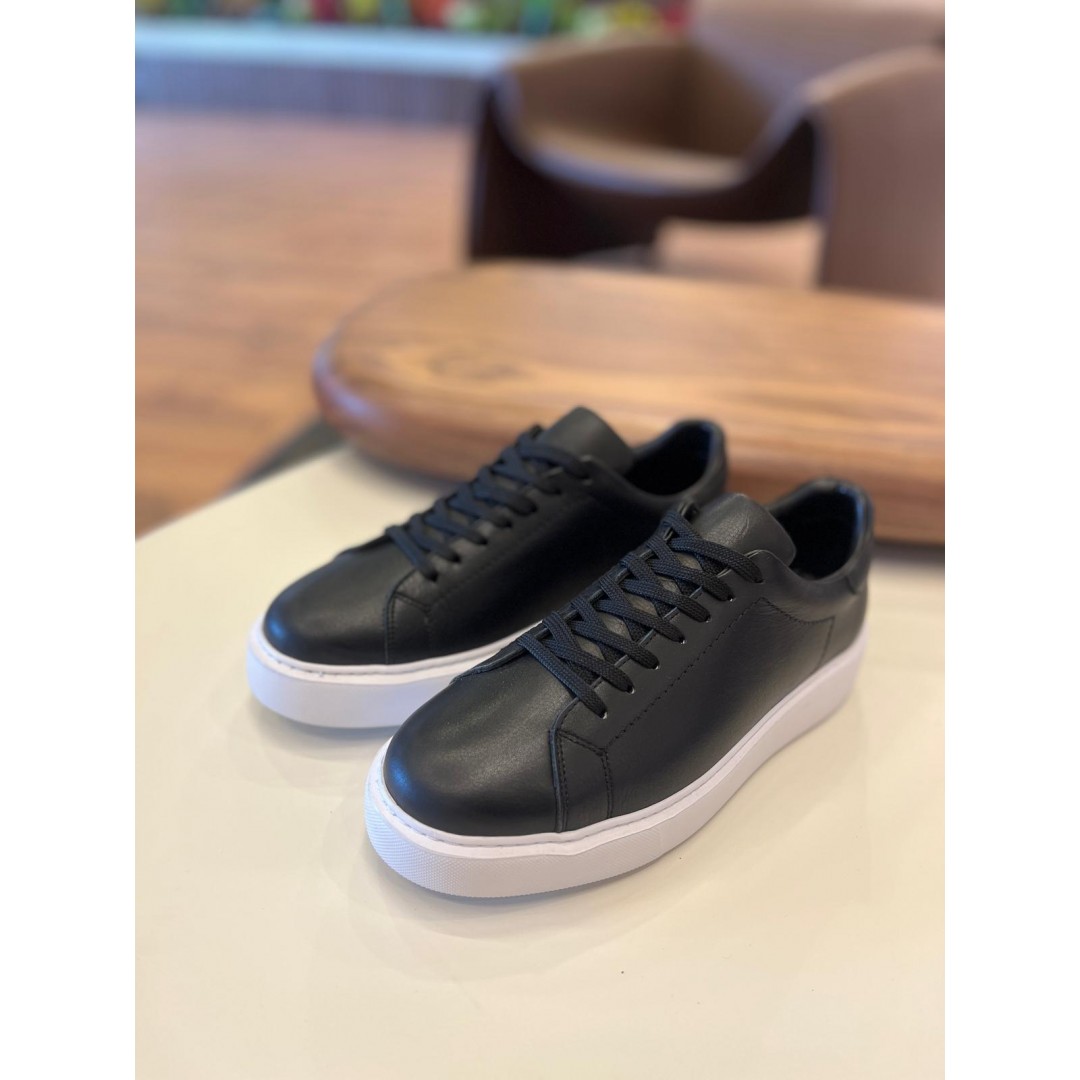 4226 Siyah Cilt Hakiki Deri Erkek Sneakers