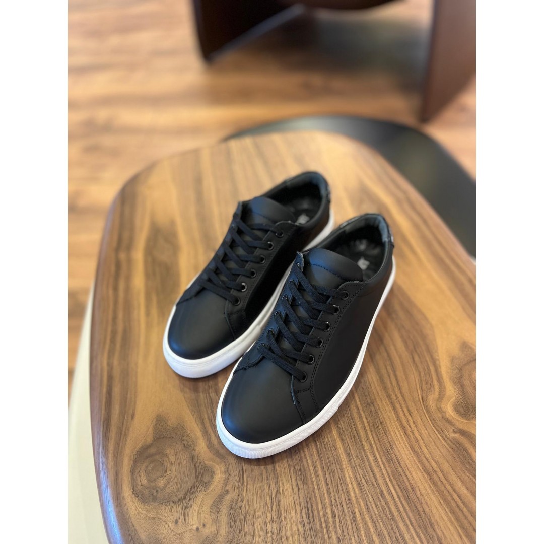 4253 Mat Siyah Hakiki Deri Erkek Sneakers