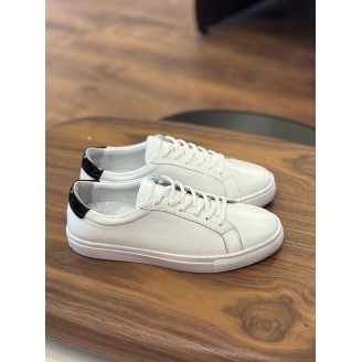 4253 Beyaz Siyah Detay Hakiki Deri Erkek Sneakers
