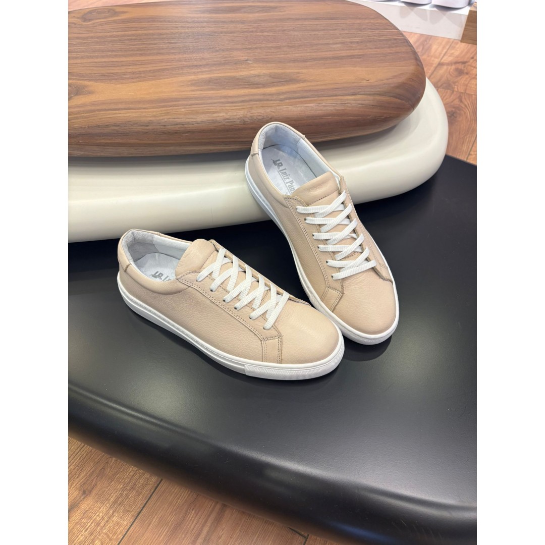 4253 Bej Hakiki Deri Erkek Sneakers