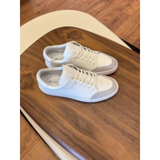 4253 Beyaz Süet Detaylı Hakiki Deri Erkek Sneakers