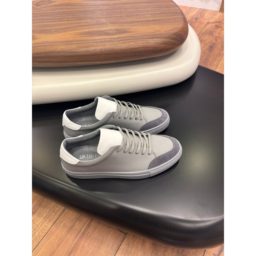 4253 Füme Süet Detaylı Hakiki Deri Erkek Sneakers