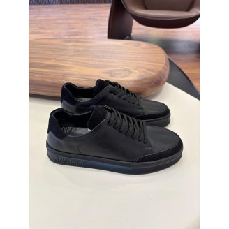 4253 Siyah Süet Detaylı Hakiki Deri Erkek Sneakers