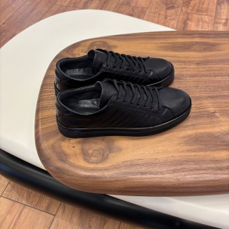 4253 Siyah Dikiş Detaylı Hakiki Deri Erkek Sneakers