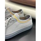 4253 Füme Triko Sarı Detaylı Hakiki Deri Erkek Sneakers