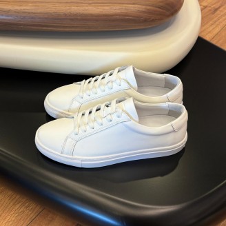 4253 Beyaz Mat Hakiki Deri Erkek Sneakers