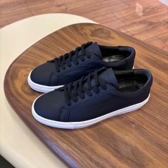 4253 Mat Lacivert Hakiki Deri Erkek Sneakers