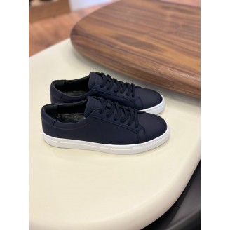 4253 Mat Lacivert Hakiki Deri Erkek Sneakers