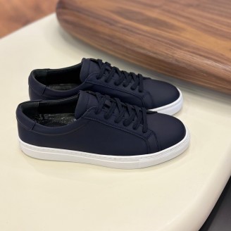 4253 Mat Lacivert Hakiki Deri Erkek Sneakers