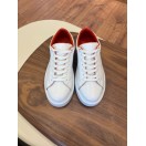 Paris Beyaz - Turuncu Detaylı Hakiki Deri Erkek Sneakers