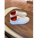 Paris Beyaz - Turuncu Detaylı Hakiki Deri Erkek Sneakers