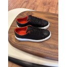 Paris Siyah - Turuncu Detaylı Hakiki Deri Erkek Sneakers