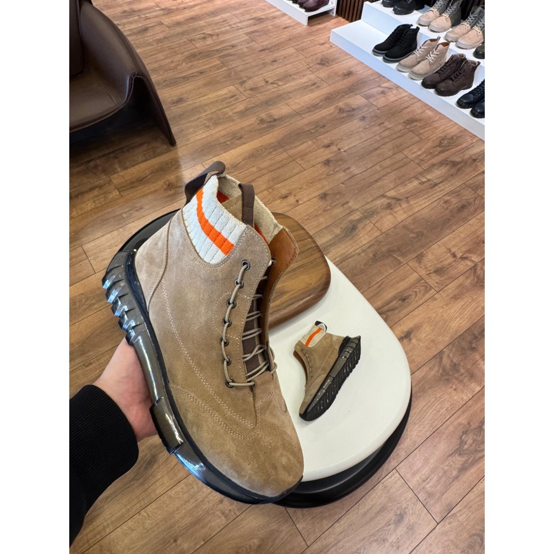 5625 Bej Nubuk Hakiki Deri Bot