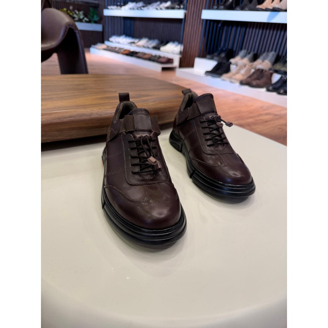 5635 Kahve Hakiki Deri Sneakers