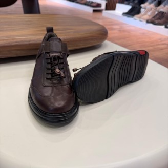 5635 Kahve Hakiki Deri Sneakers