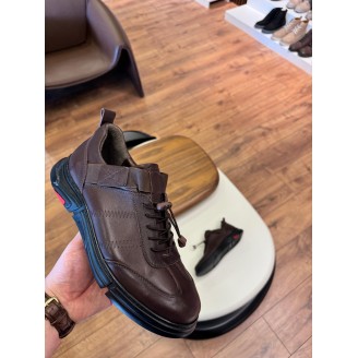 5635 Kahve Hakiki Deri Sneakers