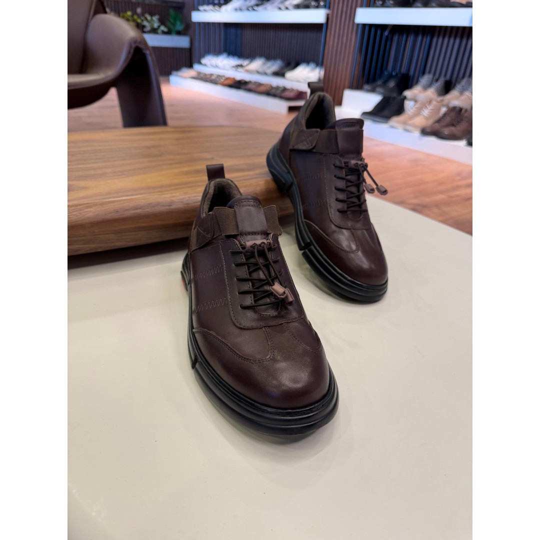5635 Kahve Hakiki Deri Sneakers