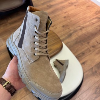 5640 Bej Nubuk Hakiki Deri Bot