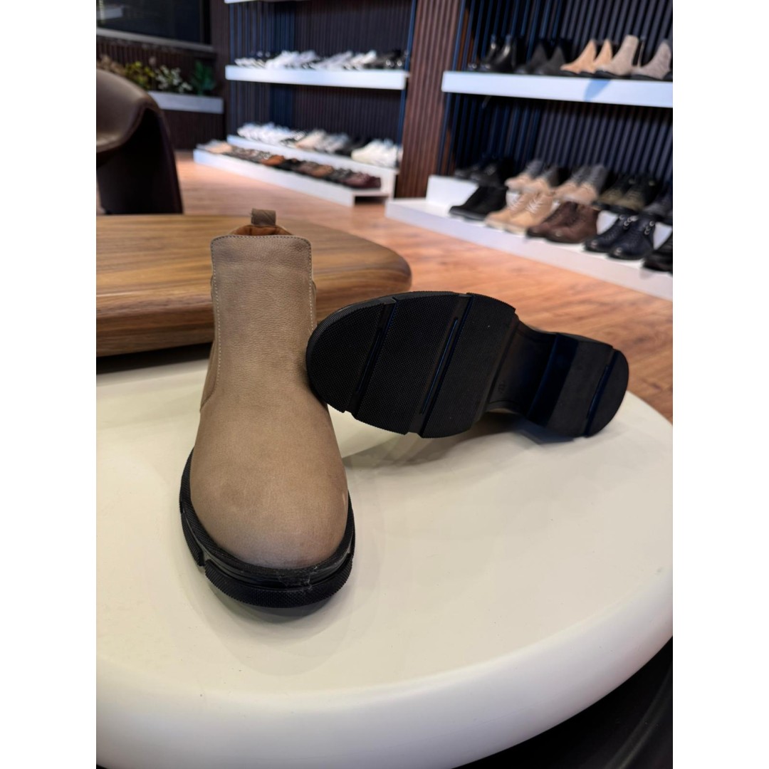 5645 Bej Nubuk Hakiki Deri Bot