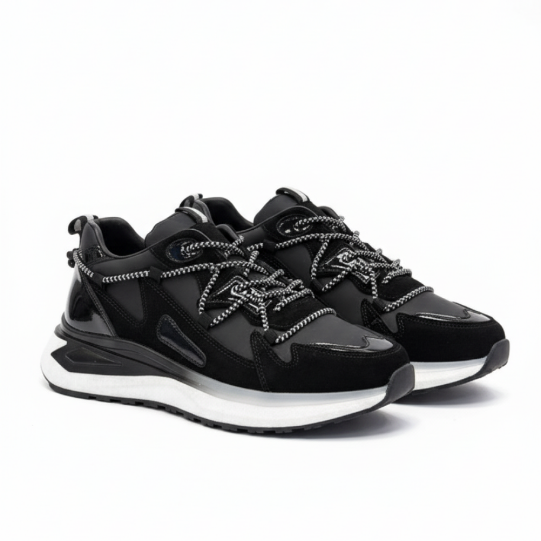 1095 Siyah Hakiki Deri Erkek Sneakers