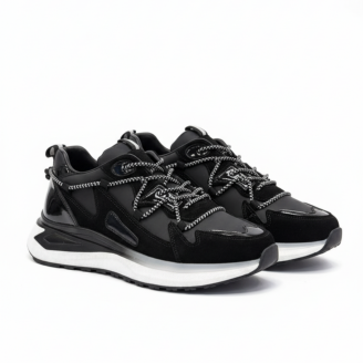 1095 Siyah Hakiki Deri Erkek Sneakers