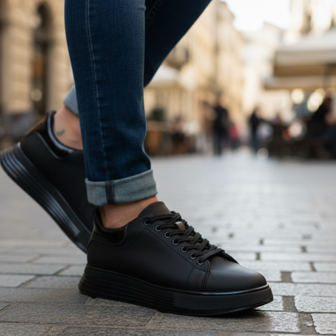 1051 Siyah Mat Hakiki Deri Erkek Sneakers