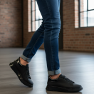 1051 Siyah Mat Hakiki Deri Erkek Sneakers