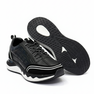 2024 Siyah Deri Hakiki Deri Erkek Sneakers