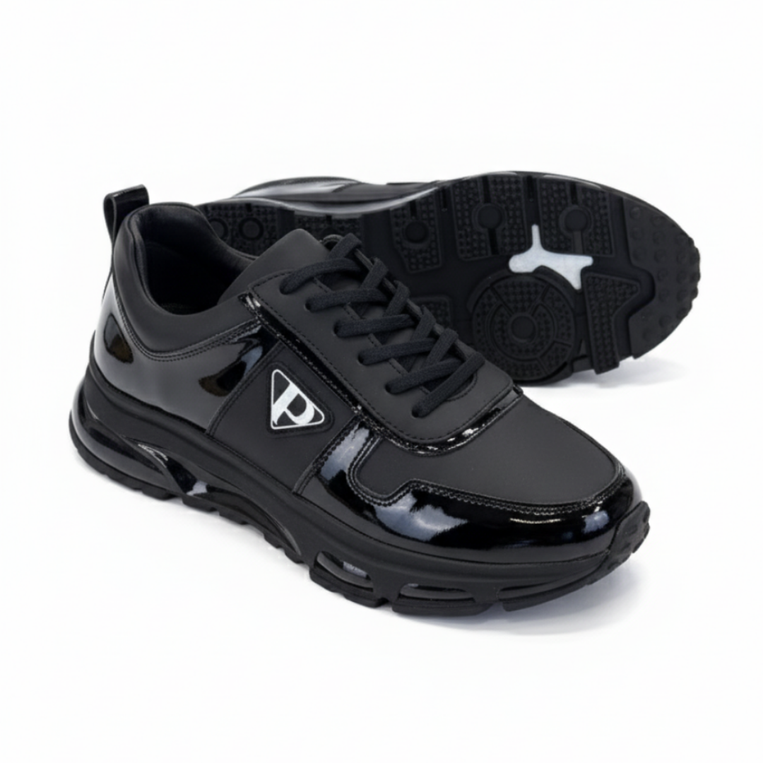 2027 Siyah Hakiki Deri Erkek Sneakers