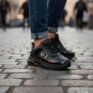 2027 Siyah Hakiki Deri Erkek Sneakers