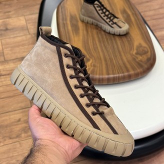 1085 Bej Nubuk Hakiki Deri Erkek Bot