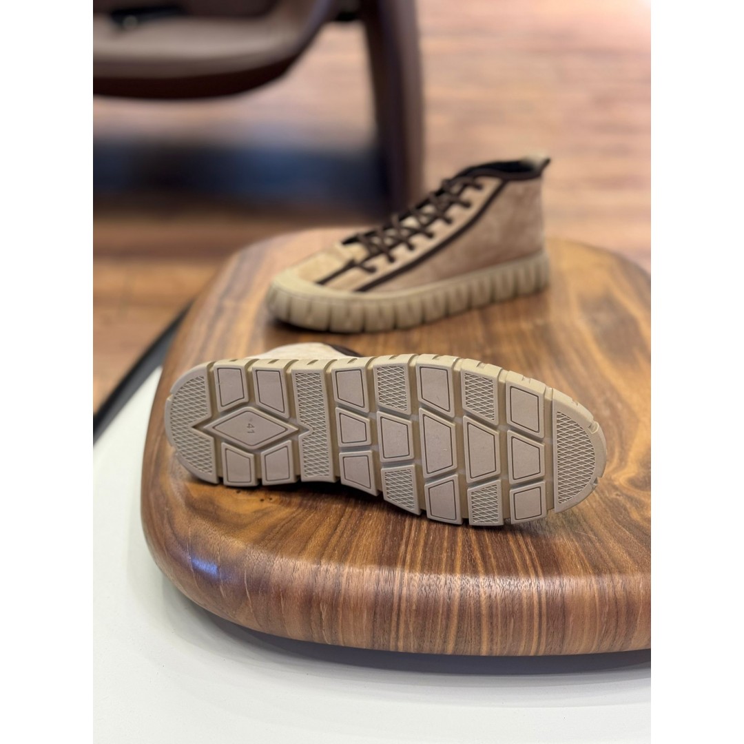 1085 Bej Nubuk Hakiki Deri Erkek Bot