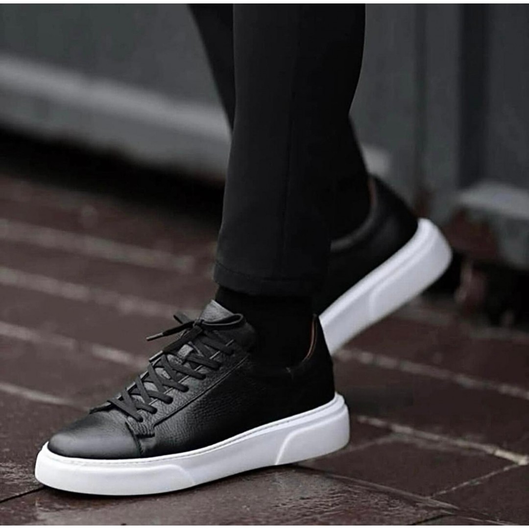 1090 Siyah Cilt Hakiki Deri Erkek Sneakers