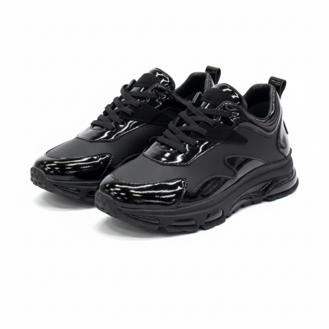 1046 Siyah Rugan Hakiki Deri Erkek Sneakers