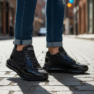 1091 Siyah Rugan Hakiki Deri Erkek Sneakers