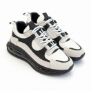 1098 Beyaz Siyah - Siyah Taban Hakiki Deri Erkek Sneakers