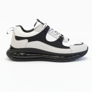 1098 Beyaz Siyah - Siyah Taban Hakiki Deri Erkek Sneakers