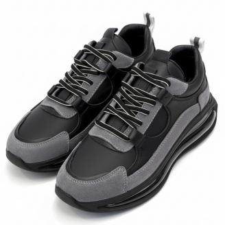 1098 Füme Siyah - Siyah Taban Hakiki Deri Erkek Sneakers