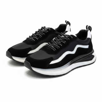 1103 Siyah Hakiki Deri Erkek Sneakers